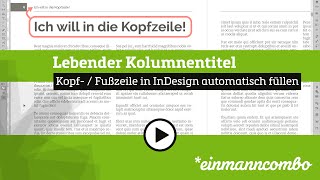 Lebender Kolumnentitel Kopf  Fußzeile in InDesign automatisch füllen [upl. by Elak]