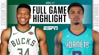 Milwaukee Bucks at Charlotte Hornets  Full Game Highlights [upl. by Llehsyar]