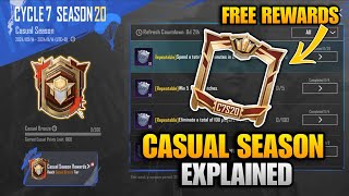 CASUAL SEASON EXPLAINED IN PUBG MOBILE  HOW TO RANK UP FAST IN CASUAL SEASON PUBG  FREE REWARDS [upl. by Obeded]