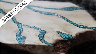 Epoxy Resin Turquoise Stone River Style Board [upl. by Colas]