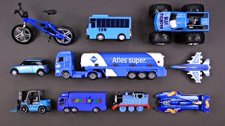 Learning Blue Street Vehicles for Kids  Hot Wheels Matchbox Tomica トミカ Cars and Trucks Tayo 타요 [upl. by Hunfredo]