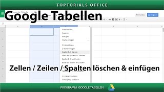 Zeilen und Spalten einfügen und löschen  Google Tabellen  Spreadsheets [upl. by Centeno247]