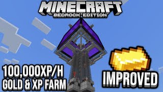 Improved Fast Gold amp XP Farm 100000XPh Minecraft Bedrock Tutorial 117 [upl. by Giacopo508]