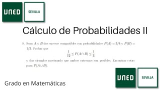 Acotación de la probabilidad de la intersección de sucesos  Cálculo de Probabilidades II  UNED [upl. by Uchish]