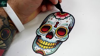 How to Draw a Skull Day of the DeadSugar Skull Style [upl. by Ennylhsa978]