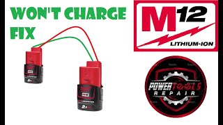 Milwaukee M12 Battery Not Charging Easy Repair Tutorial Fix Flashing Red amp GreenJump Start Method [upl. by Anaugal532]