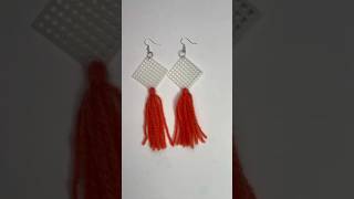 FRINGE EARRINGS WITH DOLLAR TREE YARN AND CANVA shorts diy diycrafts earrings yarn canva [upl. by Sweatt]