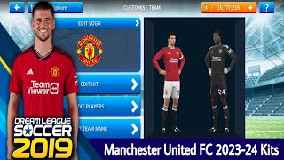 Manchester United FC 202324 Kits  DLS 19 [upl. by Ateuqirne]