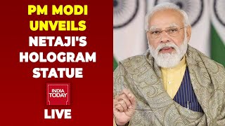 PM Modi LIVE PM Modi Unveils Hologram Statue of Netaji Subhas Chandra Bose at India Gate LIVE [upl. by Kissel]