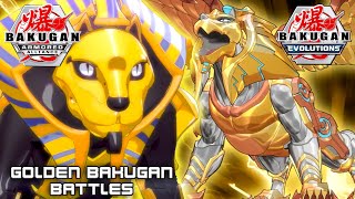 First GOLDEN BAKUGAN Battle in Every Season  Bakugan Evolutions Geogan Rising amp Armored Alliance [upl. by Yrokcaz]