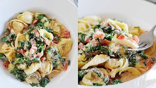 Creamy Spinach Tortellini  20 Minute Skillet Meal [upl. by Micheil]