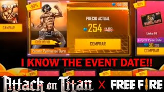 ATTACK ON TITAN MYSTERY SHOP DATE FREE FIRE LEAKED EVENT [upl. by Dviad66]