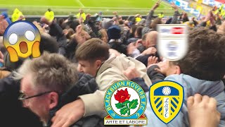 😱 LEEDS LIMBS AND FANS FIGHT AT EWOOD PARK Blackburn Rovers 02 Leeds United  202324 [upl. by Enilram]