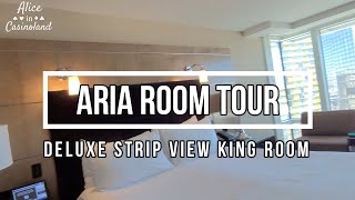 Aria Las Vegas Room Tour  Deluxe Strip View King Room [upl. by Keon]