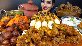 ASMR Eating Spicy Mutton Josh CurryWhole Chicken CurryBiryaniRice Big Bites ASMR Eating Mukbang [upl. by Enitram]