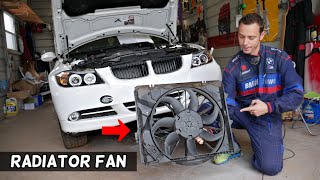 RADIATOR FAN REPLACEMENT REMOVAL BMW E90 E921 E92 E93 [upl. by Morril]