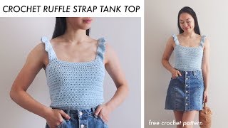 Crochet Ruffle Strap Tank Top DIT Tutorial  for the frills [upl. by Elvyn]