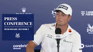 Viktor Hovland Press Conference  2024 PGA Championship Round 3 [upl. by Idoc]