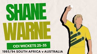 Shane Warne ODI Cricket Wickets 2535 199394 South Africa v Australia [upl. by Constancy]