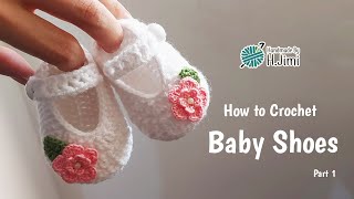 Crochet Baby Booties Tutorial For Beginners Part 1 [upl. by Ecadnarb]