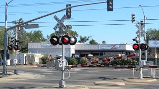 Royal Oaks Dr Railroad Crossing Sacramento CA  Two Bell Sequences [upl. by Niggem]