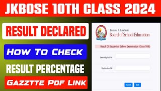 Jkbose 10th Class Result Declered  Result  amp Gazztte Pdf [upl. by Arnaud346]