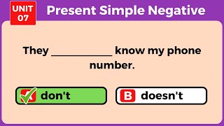 Present Simple Negative Quiz  Do not  Does not  English Quiz Mastery [upl. by Tadd499]