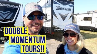 Grand Design Momentum 376TH and Momentum 350G  Toy Hauler RV Tours  Full Time RV [upl. by Cotter535]