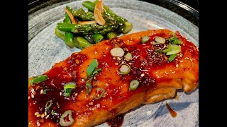 Easy Spicy Salmon With Garlic Asparagus  Straight To Table Recipe [upl. by Novad45]