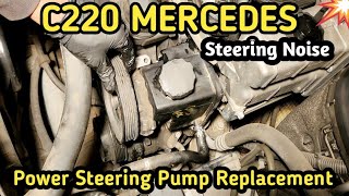 2009 Mercedes Power Steering Replacement Pump Reservoir Drive Belt C220 [upl. by Annwahsal222]