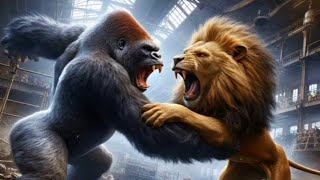 Gorilla VS Lion Real Fight [upl. by Llerol]