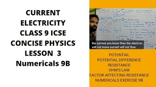 Current Electricity Class 9 icse concise physics selina  Numericals on current electricity [upl. by Lenny]