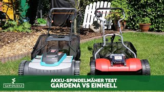 Akku Spindelmäher Test  Gardena vs Einhell [upl. by Laktasic]