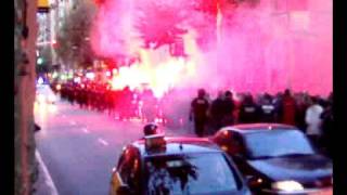 RCD Espanyol  FC Barcelona The quotBoixos Noisquot go to the Derby 27th september 2008 [upl. by Esinwahs]