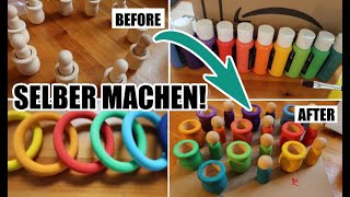 DIY Holzspielzeug  Montessori quotRainbow Peg Dollsquot selber machen  Open ended toys  Handmade [upl. by Anolla]