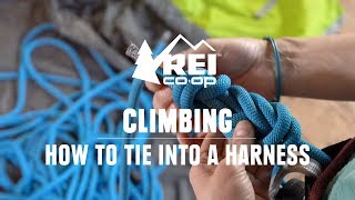 How to Tie Into a Climbing Harness With a Figure 8 Knot  REI [upl. by Pirzada]