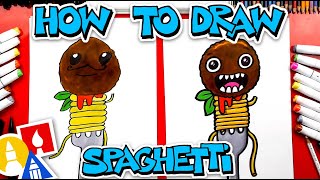 How To Draw Funny Spaghetti And Meatball On A Fork [upl. by Gula74]