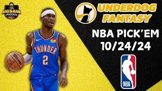 NBA UNDERDOG FANTASY PICKEM PICKS  PROPS amp PARLAYS  THURSDAY  102424  BETS PROMOS [upl. by Eniledgam]