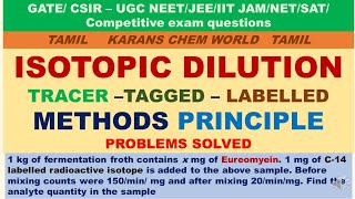 Tamil ISOTOPIC DILUTION TRACER –TAGGED – LABELLED METHODS PRINCIPLE PROBLEMS SOLVED Eureomyein [upl. by Anerys]