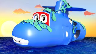 The SUBMARINE  Carl the Super Truck in Car City Superhero Truck Video for Children Cartoons [upl. by Rouvin]