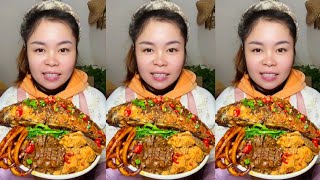 Yummy Spicy Food Mukbang 🐟 Eating Braised Big Fish With Spicy Seafood Spicy Noodles Soups Mukbang 😋 [upl. by Dannel]