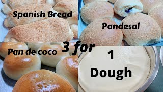 Pandesal Pan de coco Spanish bread  3 in 1 Dough  Home Bakery Business Idea [upl. by Nitsirc]