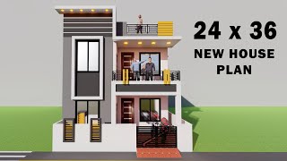 24x36 house plan3D 2436 ghar ka naksha24 by 36 6 bedroom house plan24 by 36 3D house plan3Dghar [upl. by Salomone901]