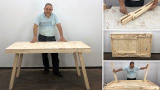 MESA CON PATAS PLEGABLES DE MADERA PASO A PASO FÁCIL  TUTORIAL DE CARPINTERÍA [upl. by Gelb849]