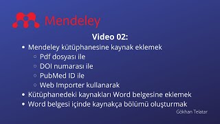 Mendeley 02 Kaynak eklemek ve kaynakça oluşturmak [upl. by Shifrah]