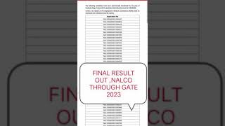 Nalco through GATE 2023 FINAL RESULT [upl. by Sandberg570]