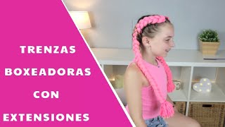 Trenzas boxeadoras con extensiones paso a paso  dutch braids with extensions tutorial [upl. by Uwkuhceki24]