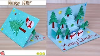 Very Easy  DIY 3D Christmas Pop Up Card  How to make Christmas tree Card at Home  Craft [upl. by Demmahum]