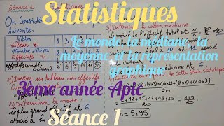 statistiques séance 1 3ème année Apic mode médiane moyenne représentation graphique [upl. by Tiffy]