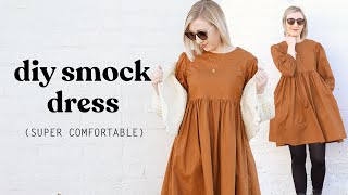 How To Make The PERFECT Everyday Dress Super Comfy  DIY Smock Dress [upl. by Ylenats]